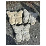 3 Concrete Butterfly Garden Stepping Stones.