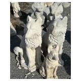 3 Concrete Wolf Garden Statues.