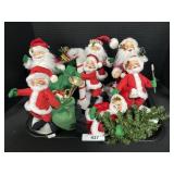 7 Various Annalee Santa Claus Fabric Dolls.