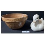 Vintage Stoneware Mixing Bowl, Ceramic Duck.