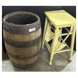 Primitive Barrel & Step Stool.