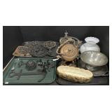 Wall Mounted Oil Lamp, Metal Trivets.