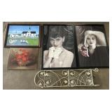 Paintings, Framed Posters, & Folding Shelf.