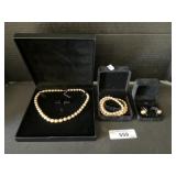 Natural Golden Pearl Jewelry Set.