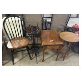 Plant Stands, Chair, & Wing End Table.