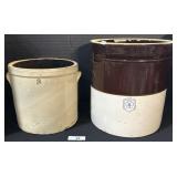 Vintage 6 & 3 Gallon Stoneware Crocks.
