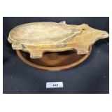 Wooden Pig Cutting Boards, Carved Wooden Bowl.