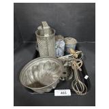Enamelware Canisters, Vintage Hand Mixers.