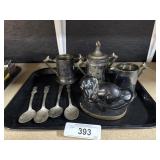 Silver Plate Disney Silverware & Teacups.