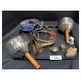 Maracas, Brass Horn, Animal Figurines.