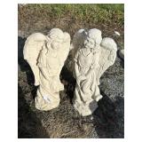 2 Concrete Angel Garden Statues.