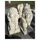 2 Concrete Lion Garden Statues.