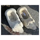 2 Concrete Pig Garden Statue Planters.