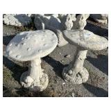 2 Concrete Mushroom Garden Statues.