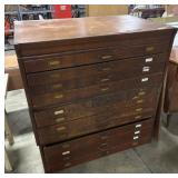 Vintage Oak Drafting Cabinet.