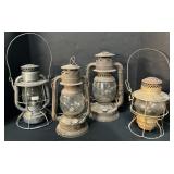4 Vintage Railroad Lanterns.