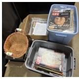 Boxes Of Life Magazines, Wicker Basket, Empty