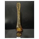 Vintage Yellow Stretched Swung Glass Vase.