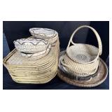 Bamboo Trays, Wicker Baskets.;