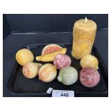 Vintage Alabaster Stone Fruits & Candle.