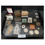 Commemorative Coins, Tie Clip, Various Pennies.
