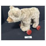 Vintage Steiff Mohair Bear On Wheels.