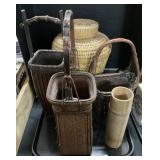 Three Ikebana Japanese Woven Baskets.