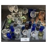 Tray Of Various Miniature Glasses & Goblets.