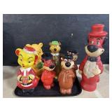 Vtg Yogi Bear Winnie the Pooh, Plastic Coin Banks.