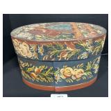 Hand Painted Wooden Oval Box.