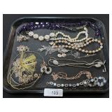 Tray Of Costume Jewelry, Necklaces, Bracelets.