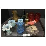 Hobnail Glass Vases, Blown Glass Vase.
