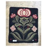 Antique Floral Hooked Rug.