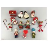 Vintage Flocked Christmas Tree Ornaments.
