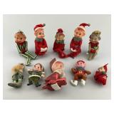 Vintage Christmas Felt Knee Hugger Elves.