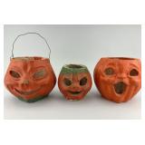 Early Papier Mache Halloween Jack-O-Lanterns.
