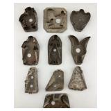 10 Antique Tin Metal Cookie Cutters.