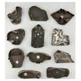 11 Antique Tin Metal Cookie Cutters.