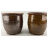 Antique Henry Fare Pottery Glazed Redware Crocks.