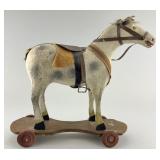 Antique German Composition Stick Leg Pull Toy.