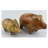 Glazed Redware Pottery Piggy Banks.