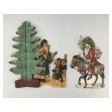 Victorian Die-Cut Paper Christmas Santas.