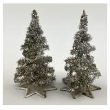 1900s Small Vintage  Metal Tinsel Christmas Trees.