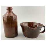 PA Redware Signed Beer Bottle, Glazed Pipkin.
