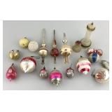 Vintage Glass Christmas Tree Ornaments, Toppers.