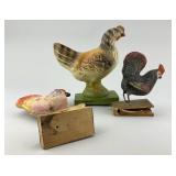 Antique German Rooster Squeaker Toys.