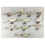 Antique Mercury Glass Bird Ornaments.