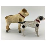 Early German Felt & Composition Stick Leg Dogs.