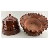 Pennsylvania Redware Glazed Hanging Flower Pots.