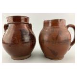 19th C. Pennsylvania Redware Pitcher and Jar.